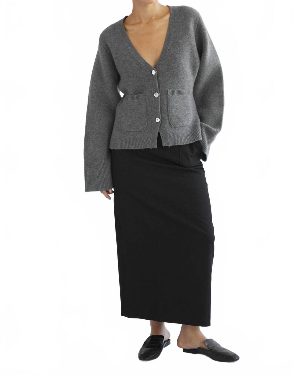 NEW ALMINA CONCEPT women's v neck cardigan in grey